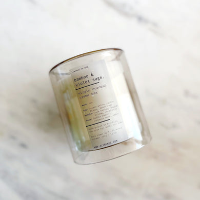 BAMBOO & VIOLET SAGE | VIRGIN COCONUT CRÈME WAX & WOODEN WICK CANDLE