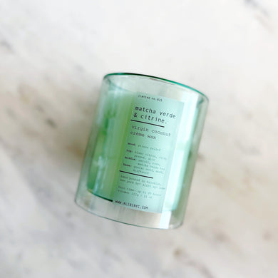 MATCHA VERDE & CITRINE | VIRGIN COCONUT CRÈME WAX & WOODEN WICK CANDLE