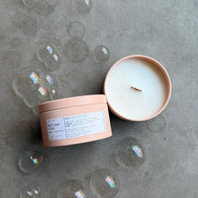Load image into Gallery viewer, BASILIQUE D’ÉTÉ  | SPRING/SUMMER LIMITED EDITION VIRGIN COCONUT CRÈME WAX &amp; WOODEN WICK TRAVEL CANDLE