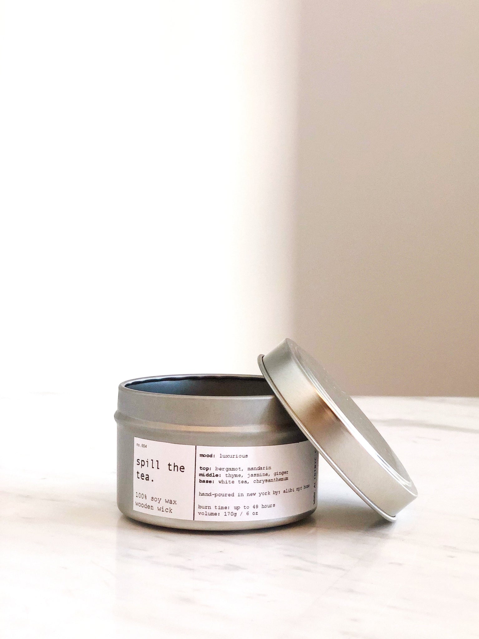 White Tea + Thyme Soy Wax Candle - Travel Tin