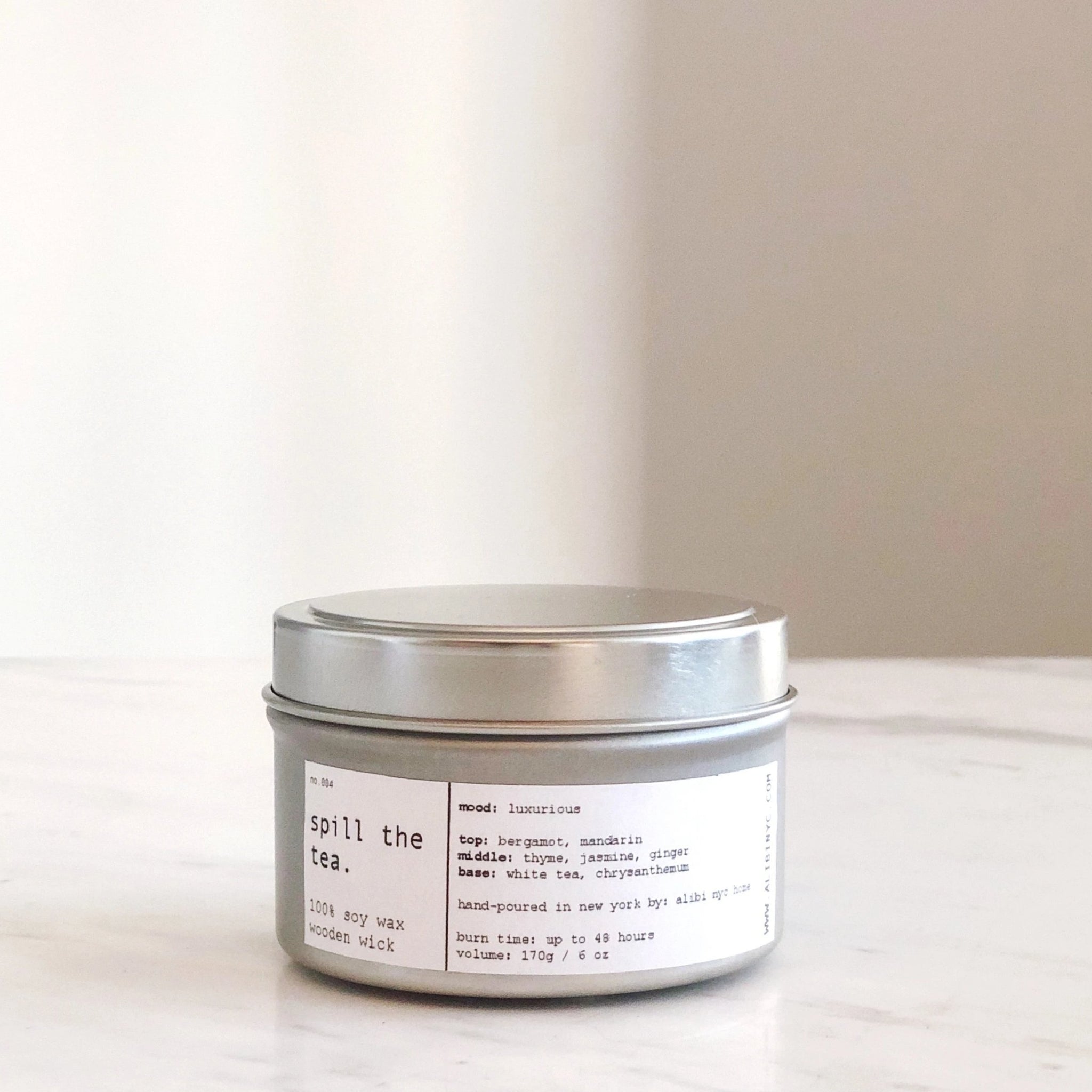 White Tea + Thyme Soy Wax Candle - Travel Tin