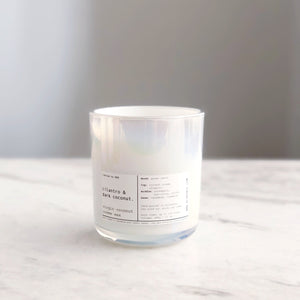 CILANTRO & DARK COCONUT | VIRGIN COCONUT CRÈME WAX & WOODEN WICK CANDLE