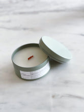 Load image into Gallery viewer, OAKMOSS &amp; CEDARWOOD | VIRGIN COCONUT CRÈME WAX &amp; WOODEN WICK TRAVEL CANDLE