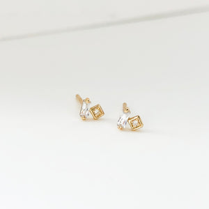 TEENY TINY BAGUETTE COMBO STUDS