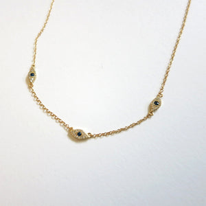 TEENY TRIO EVIL EYE NECKLACE